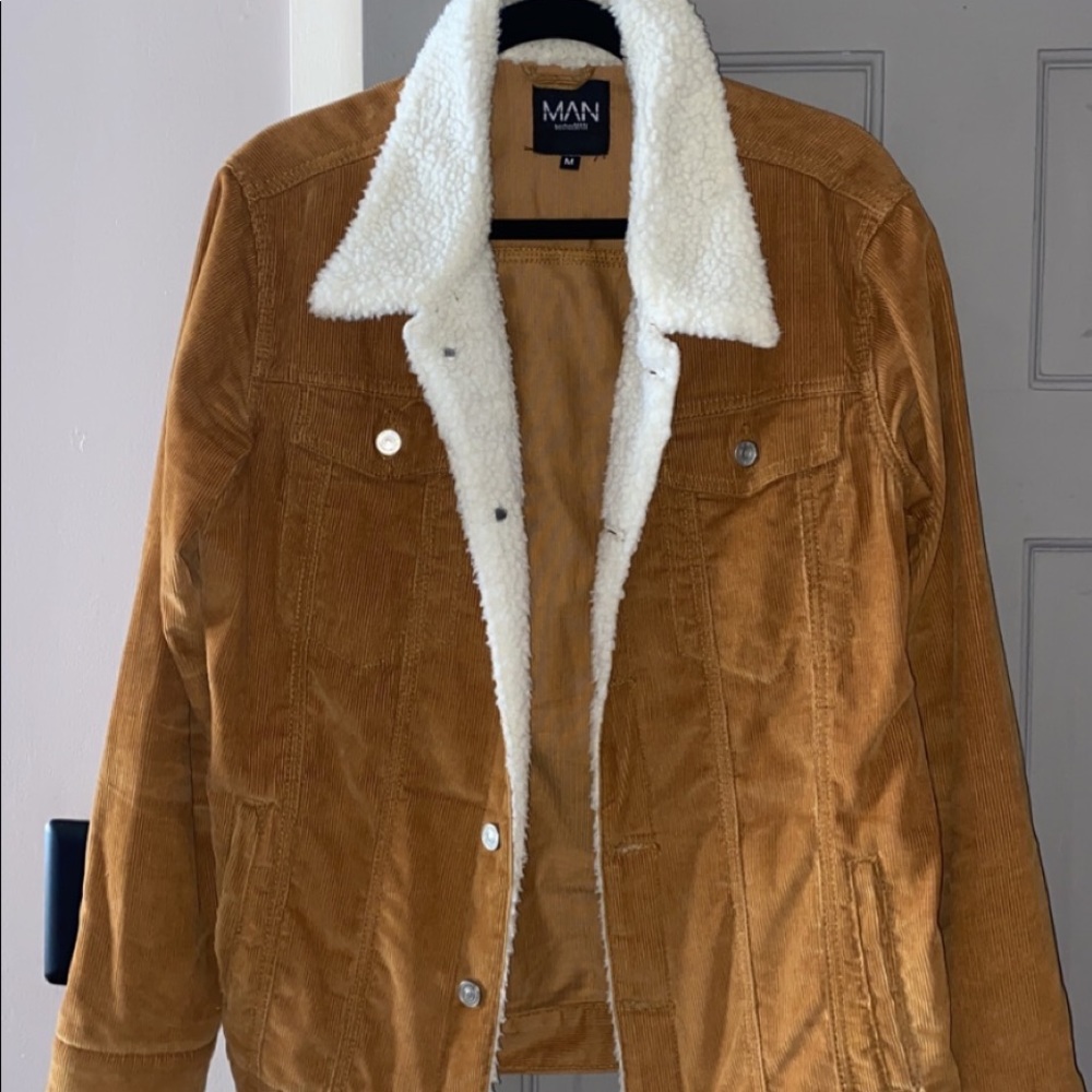 TAN CORDUROY SHAW COLLAR JACKET